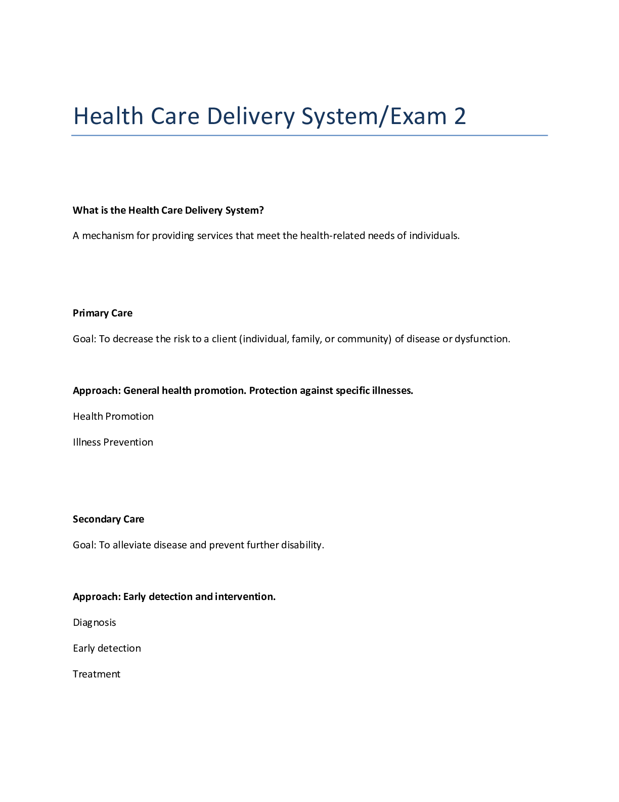 Preview image for health care delivery system exams